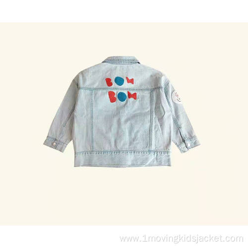 Children's Cartoon Letters Embroidered Denim Jacket